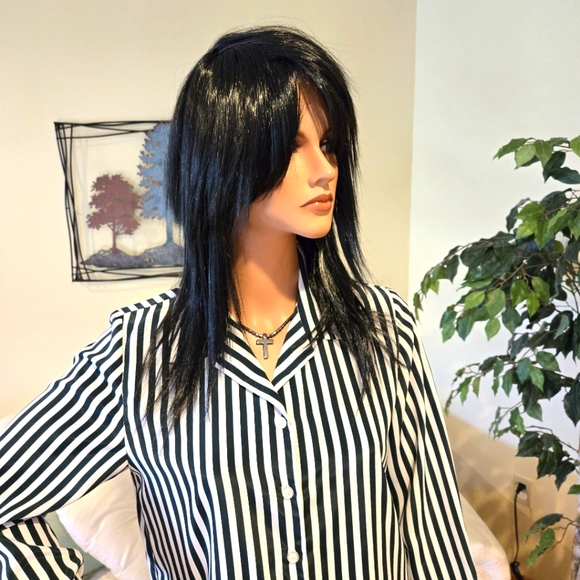 Leslie Fay Black & White Striped Woman's Ling Sleeve Blouse Size 8 Petite - Picture 6 of 16